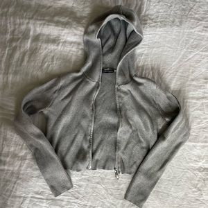 brandy melville knit zip-up hoodie